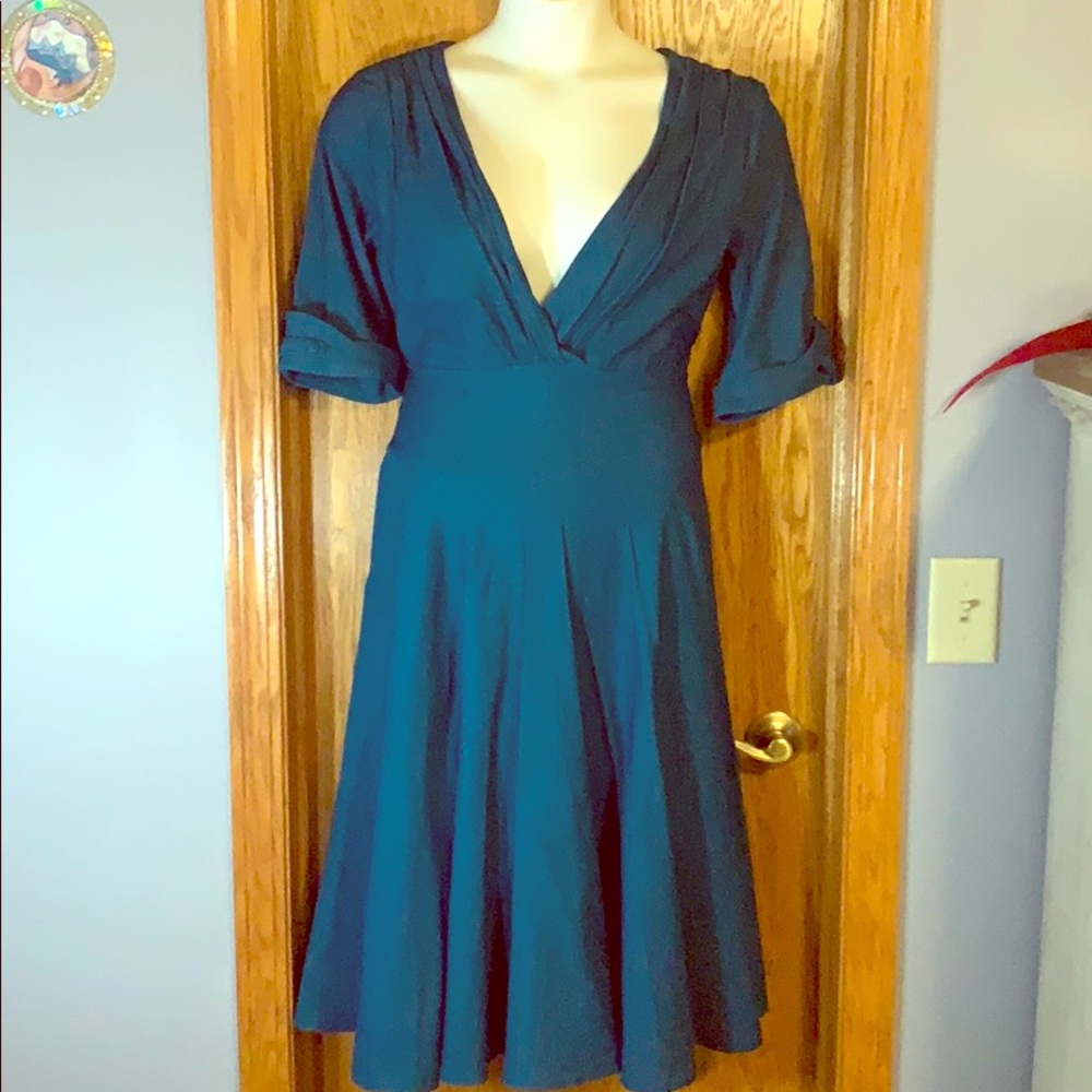 Unique Vintage teal dress XXL, low cut & SEXY
